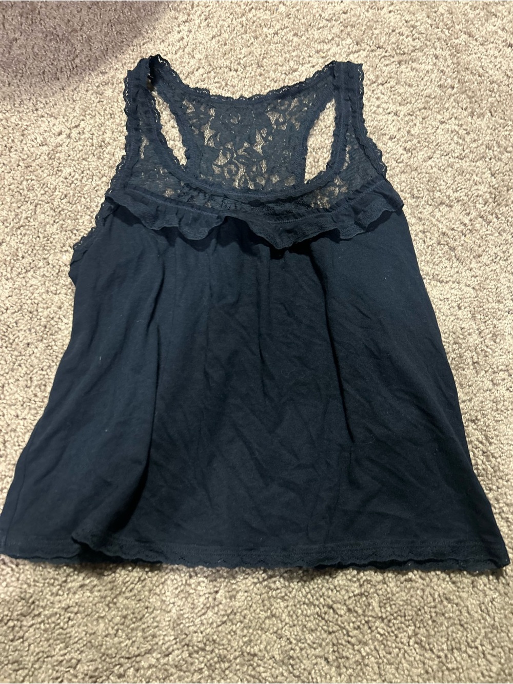 Abercrombie & Fitch Shirt tee women t-shirt size Medium M Navy tank top NWT Lace